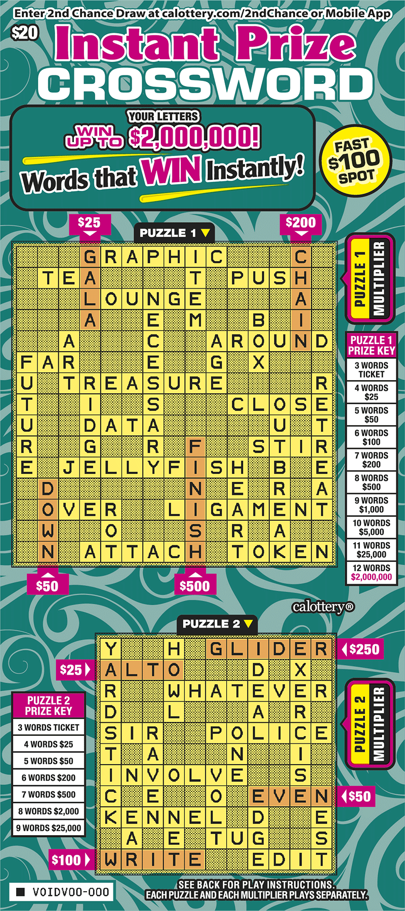 1634 $20 Instant Prize Crossword